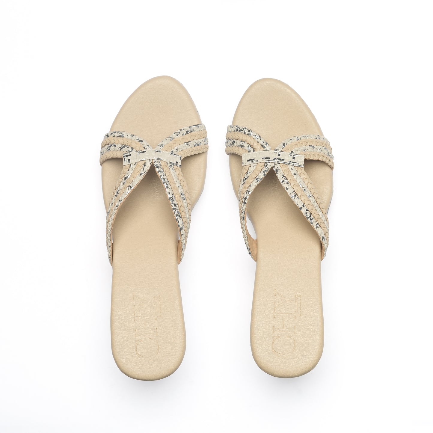 BRAID BEIGE AND SILVER 3"